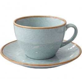 Cappuccino Cup With Saucer Essentials OWM102K6 14x7,5cm 220ml Reactive Blue-Ciel Espiel BLUE