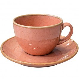 Cappuccino Cup With Saucer Essentials Jumbo OWS103K6 16x8cm 400ml Reactive Pink Espiel PINK