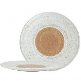 Shallow Plate Relief Aztec ZAT102K6 20,5x1,5cm White-Brown Espiel WHITE-BROWN