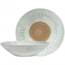 Deep Plate Relief Aztec ZAT108K2 23x6cm White-Brown Espiel WHITE-BROWN