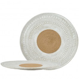 Shallow Plate Relief Aztec ZAT104K6 27,3x1,5cm White-Brown Espiel WHITE-BROWN