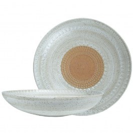 Deep Plate Relief Aztec ZAT109K2 28,3x6,4cm White-Brown Espiel WHITE-BROWN