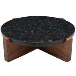 Serving Platter Marble With Leg MEB106 28x28x7,5cm Black Espiel BLACK