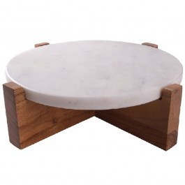 Serving Platter Marble With Leg MEB103 28x28x7,5cm White Espiel WHITE