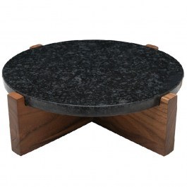 Serving Platter Marble With Leg MEB105 33x33x9cm Black Espiel BLACK