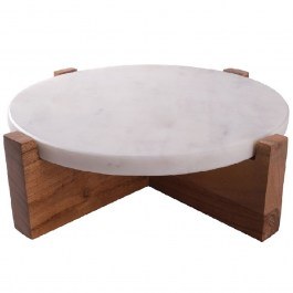 Serving Platter Marble With Leg MEB102 33x33x9cm White Espiel WHITE