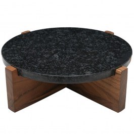 Serving Platter Marble With Leg MEB104 38x38x11,5cm Black Espiel BLACK