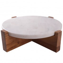 Serving Platter Marble With Leg MEB101 38x38x11,5cm White Espiel WHITE