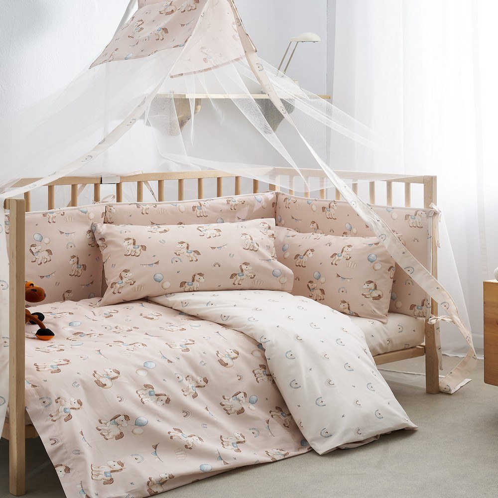 Παπλωματοθήκη Βρεφική Pony (Σετ 2τμχ) Pink Vesta Home