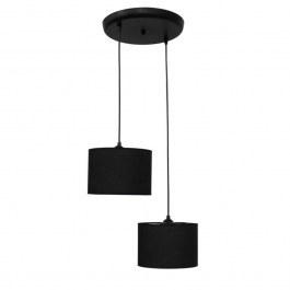 Ceiling Light 14-0146 2/Ε27 With Uneven Lampshade D20x85cm ΗΚ-03 Black Heronia BLACK