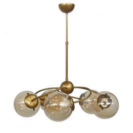 Ceiling Light Top 01-0312 With Glass Balls 5/Ε27 D55x65cm Gold Matt-Honey Heronia HONEY-GOLD