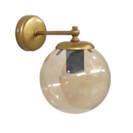 Wall Lamp GL-600 02-0366 With Glass Ball 1/Ε27 D15x22x17cm Gold Matt-Honey Heronia HONEY-GOLD