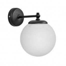 Wall Lamp GL-600 02-0364 With Glass Ball 1/Ε27 D15x22x17cm Black-White Heronia BLACK-WHITE