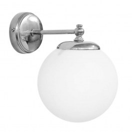 Wall Lamp GL-600 02-0367 With Glass Ball 1/Ε27 D15x22x17cm Nickel-Opal Heronia NICKEL-OPAL