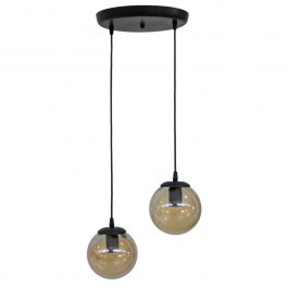 Ceiling Light GL-600 02-0354 With Uneven Ball 2/Ε27 D30x80cm Black-Honey Heronia BLACK-HONEY