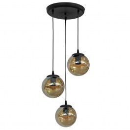 Ceiling Light GL-600 02-0353 With Uneven Ball 3/Ε27 D30x80cm Black-Honey Heronia BLACK-HONEY