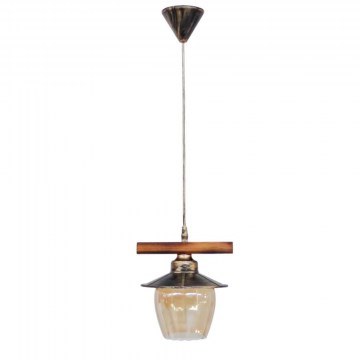 Ceiling Light R-98 Cable 30-0071 1/Ε27 D18,5x80cm Natural Wood Bronze-Honey Heronia