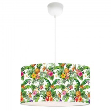Ceiling Light Lampshade Jungle-Β Flowers Hk-21 14-0253 1/Ε27 D38cm White-Multi Heronia