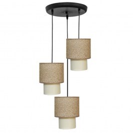 Ceiling Light 14-0272 3/Ε27 D34x90cm Lampshade D16,5/10cm Brown-Cream Heronia BROWN-CREAM