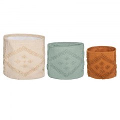 Basket Set 3Pcs Safari 07.173512 (28Χ24+33Χ29+38Χ34)cm Beige-Mint-Cinnamon