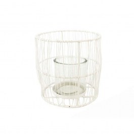 Metal Wire Candlestick 012.862134043 14x14cm White WHITE