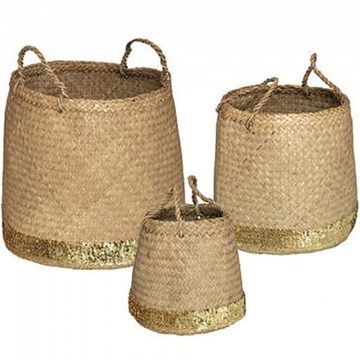 Basket Bamboo (Set 3Pcs) 07.178797 24x24/29x30/41x35cm Beige-Gold