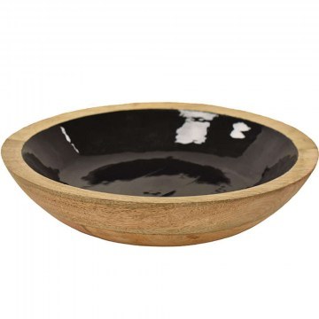 Διακοσμητικό Μπωλ Mango Enamel 00.07.7467D Φ29x6cm Brown-Black