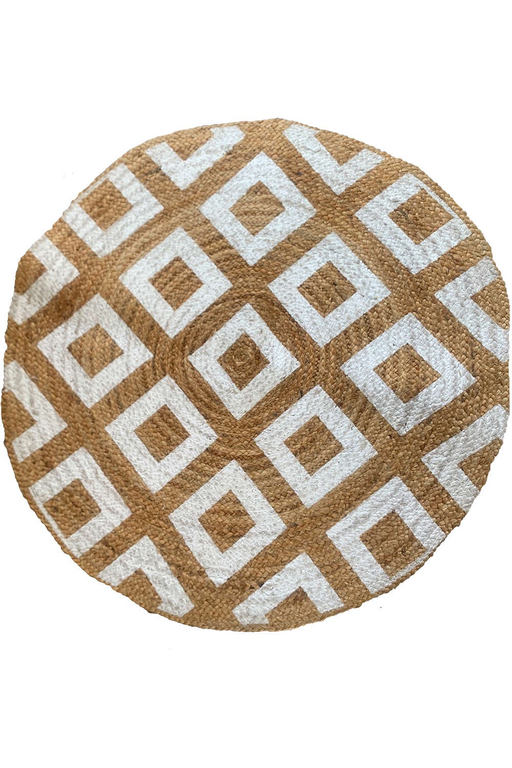 Χαλί Γιούτας Με Σχέδιο 00.02.23535 Natural-White Round