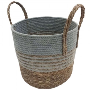 Καλάθι Με Ρίγες & Φάσα 00.06.61268 33x30-39cm Ψάθινο Natural-Grey