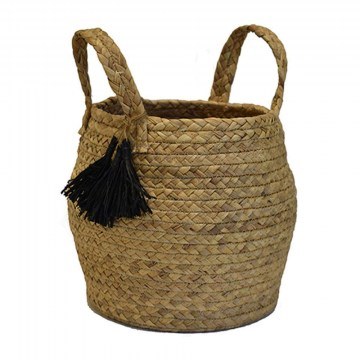 Bag - Basket Basket 00.06.67237 With Tassels D27x22cm Wicker Natural-Black