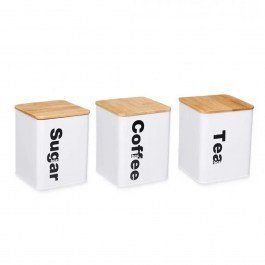 Coffee/Sugar/Tea Container (Set 3Pcs) 029.86944 1,3Lt 15x11,5x36cm White-Natural WHITE-NATURAL