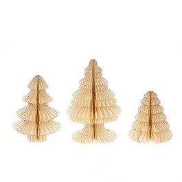 Folding Paper Christmas Trees (Set 3pcs) 25/20/15cm Ecru ECRU