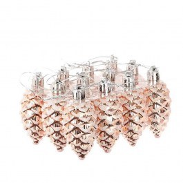 Christmas Ornaments Fir Cones 012.862304046 (Set 12pcs) 7,5cm White-Champagne CHAMPAGNE-WHITE