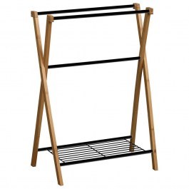 Floor Towel Hanger 3 Positions With Shelf 06.96165237 37x60x90cm Natural-Black NATURAL-BLACK