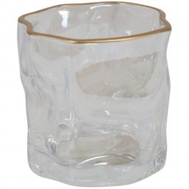 Tealight Candlestick Rim 013.817971 D8,2x8cm Clear-Gold CLEAR