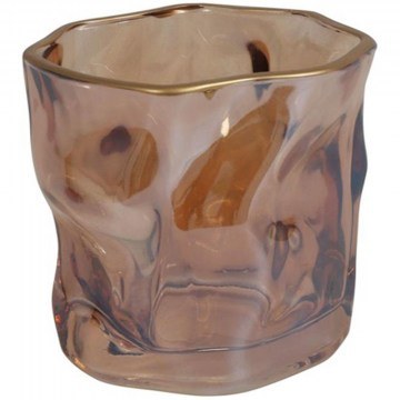 Tealight Candlestick Rim 013.817966 D8,2x8cm Amber-Gold