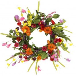 Artificial Wreath Daisies 012.862646535 D50x10cm Multi-Orange MULTI-ORANGE
