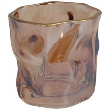 Tealight Candlestick Rim 013.817965 D7,7x7,7cm Amber-Gold