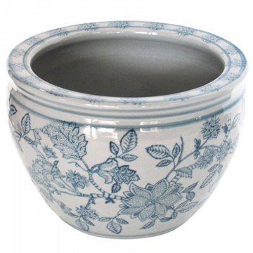 Plant Pot Celadon Flower 21x15,5cm White-Green