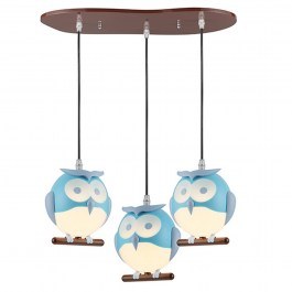 Kids Ceiling Illuminant Zn160203Pbl Owl Blue & White WHITE-BLUE