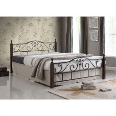 Bed Adel Ε8206 Black - Nut 160x200cm