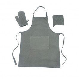 Kitchen Set Zoe With Apron, Potholder And Glove (Set 3pcs) Olive-Grey Melinen OLIVE-GREY