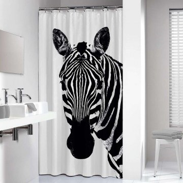 Bathroom Curtain Zebra White-Black Sealskin