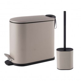 Trash Can DS-801800S Soft Close 5L Με Toilet Brush (Set 2pcs) Beige MRShome BEIGE