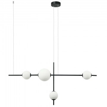 Ceiling Lamp 20131 With 4 Different Opal Glass Balls Led 3000Κ 18W Black Matt