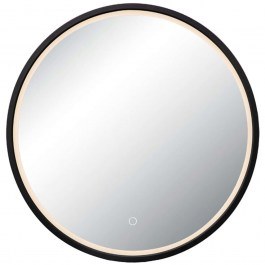 Wall Mirror With Led Light 25388 D60cm Touch Dim Black BLACK