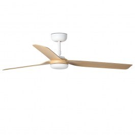Ceiling Fan Punt 33816 With Remote Control D132cm White-Natural Faro Barcelona NATURAL-WHITE