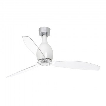 Ceiling Fan Mini Eterfan 32020 With Remote Control D128cm Shiny White-Transparent Faro Barcelona