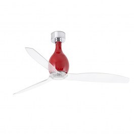 Ceiling Fan Mini Eterfan 32029 With Remote Control D128cm Shiny Red-Transparent Faro Barcelona red