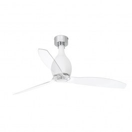 Ceiling Fan Mini Eterfan 32025 With Remote Control D128cm Matt White-Transparent Faro Barcelona WHITE-CLEAR
